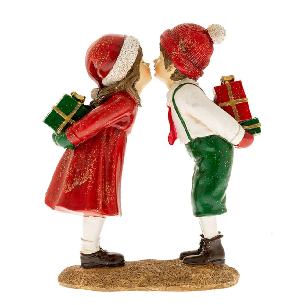Statuetta Bambini che si Baciano con Regali 18 cm - Goodwill