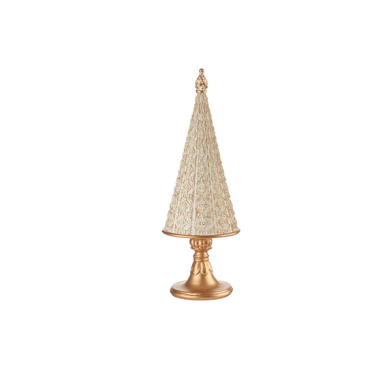 Alberello in Resina Crema con Dettagli Oro 11x32 cm - Fade