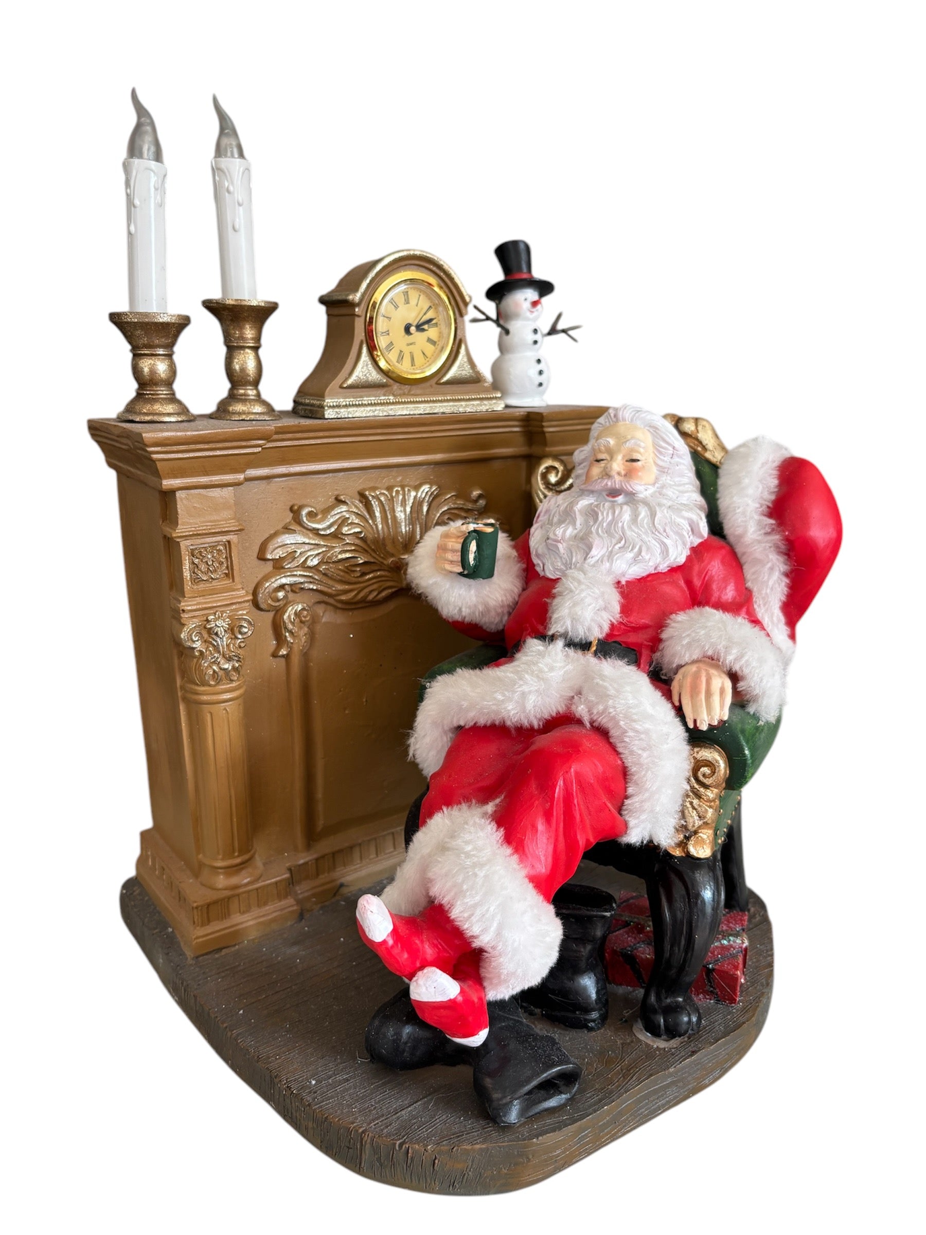 Babbo Natale vicino al Camino con Luci LED 30 cm - Goodwill