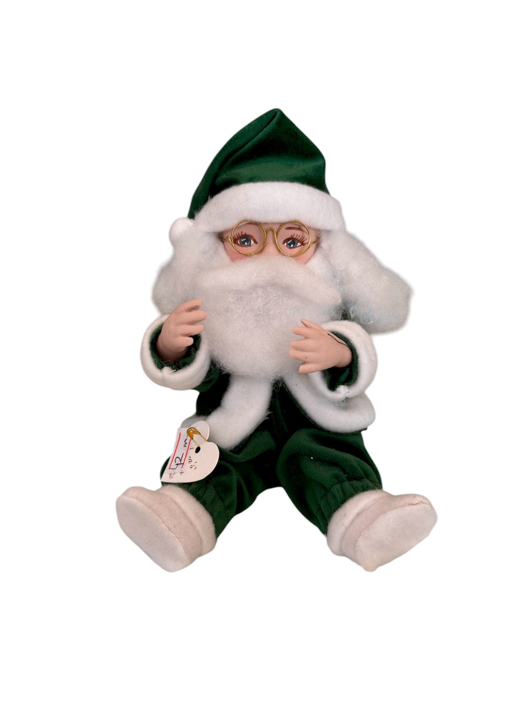 Babbo Natale in Ceramica Baby con Abiti in Velluto 15 cm