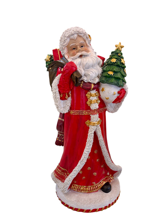 Babbo Natale in Resina con Albero Verde 35 h cm