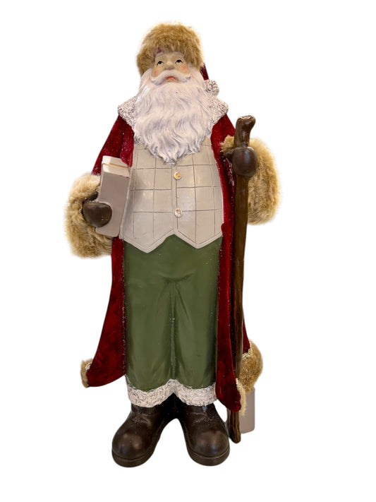 Babbo Natale in Resina con Rivestimento in Velluto 47 h cm