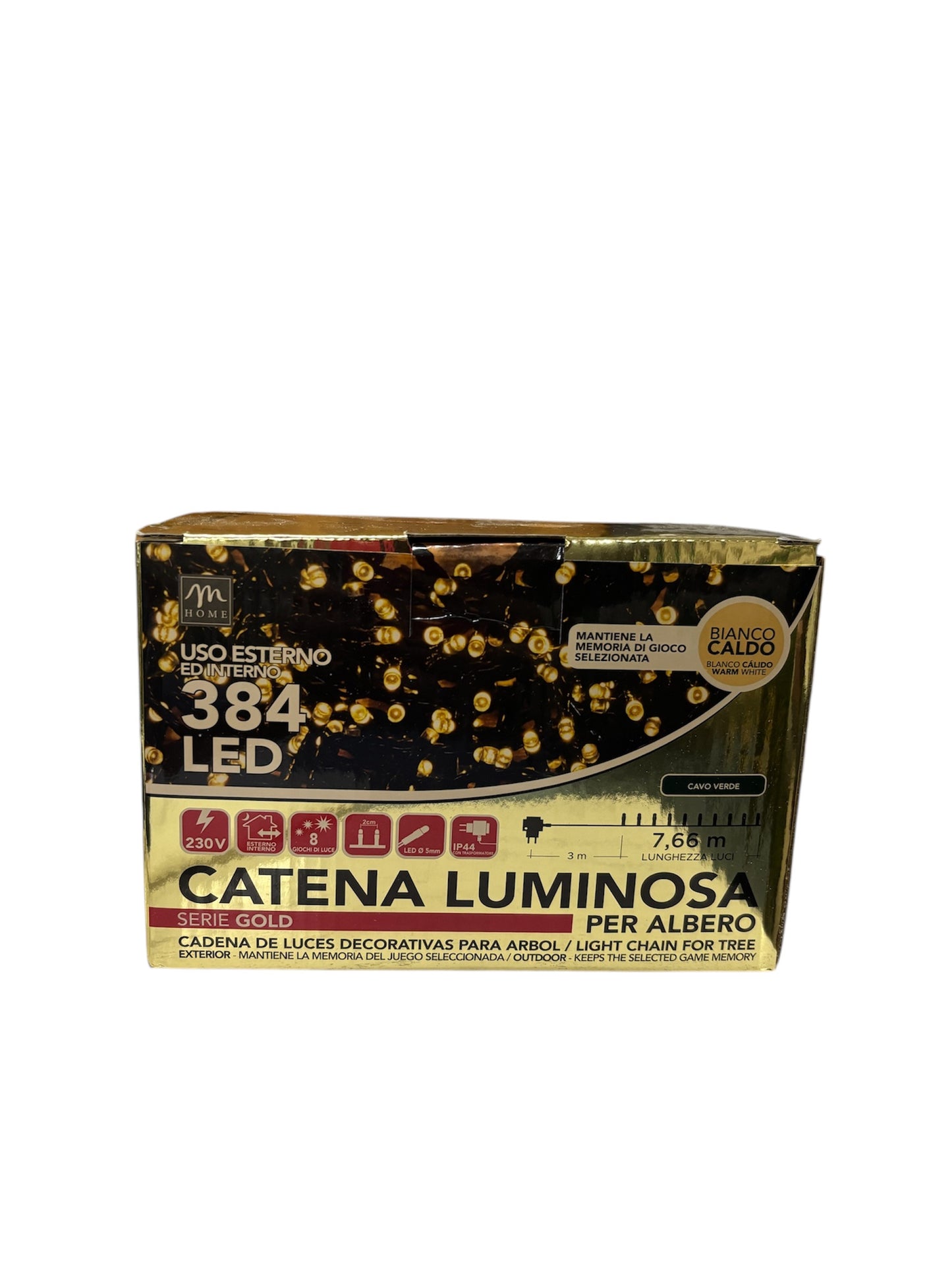 Catena Luminosa 384 LED - 10,66 Metri, Luce Bianca Calda
