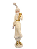 Babbo Natale in Resina Bianca con Dettagli Oro 60 h cm