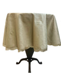 Tovaglia Tonda in Velluto Beige con Bordino Oro - Fiori di Lena