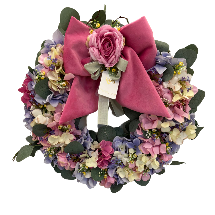 Ghirlanda di Fiori con Fiocco in Velluto
