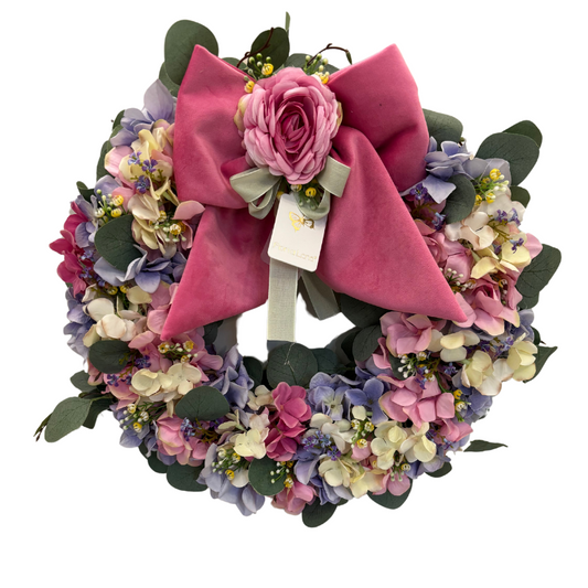 Ghirlanda di Fiori con Fiocco in Velluto