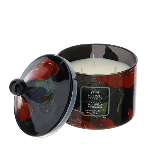 Candela Profumata in Vetro Nero con Coperchio Pagoda 260 gr  – Linea Baccarat, Hervit