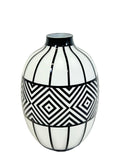 Vaso in Vetro Opaco con Decorazione Nera "Cage"  38 h cm - Hervit