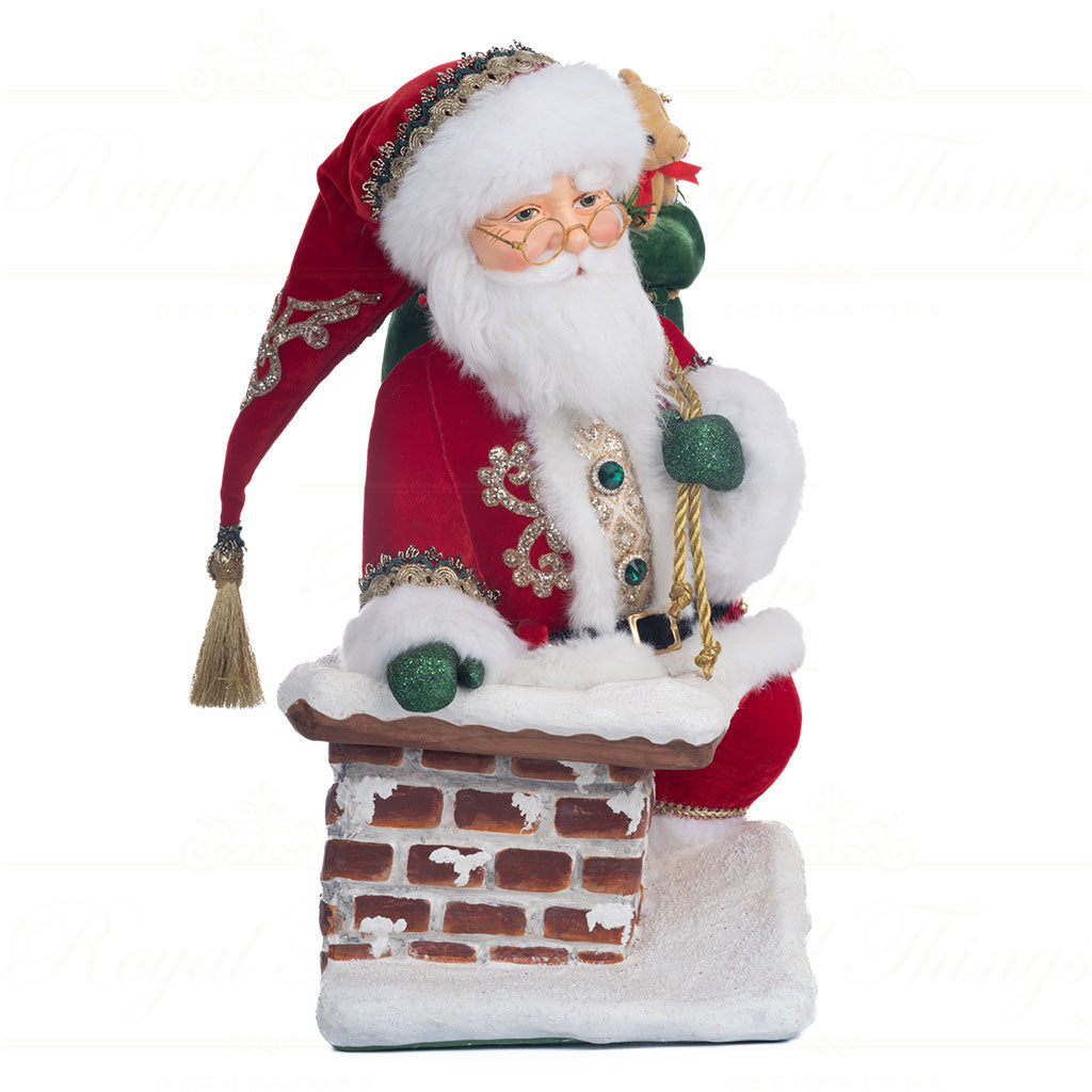Santa Klaus che Scende dal Camino 51 cm - Katherine Collection