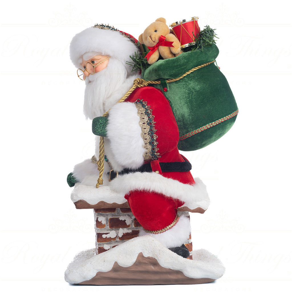 Santa Klaus che Scende dal Camino 51 cm - Katherine Collection