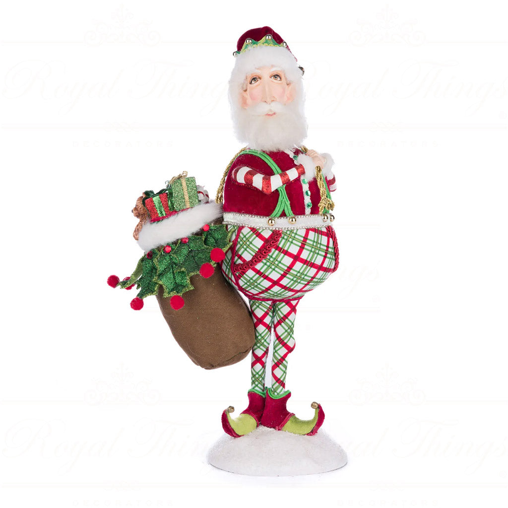 Babbo Natale Folletto con Sacco in Spalla 37 cm