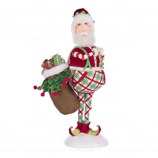 Babbo Natale Folletto con Sacco in Spalla 37 cm