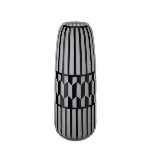 Vaso in Vetro Opaco con Decorazione Nera "Cage" 40 h cm - Hervit