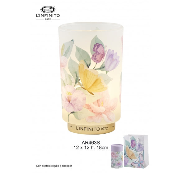 Lampada in Vetro Colorato con Decori Floreali 18 cm - L'Infinito