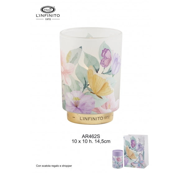Lampada in Vetro Colorato con Decori Floreali 14.5 cm - L'Infinito