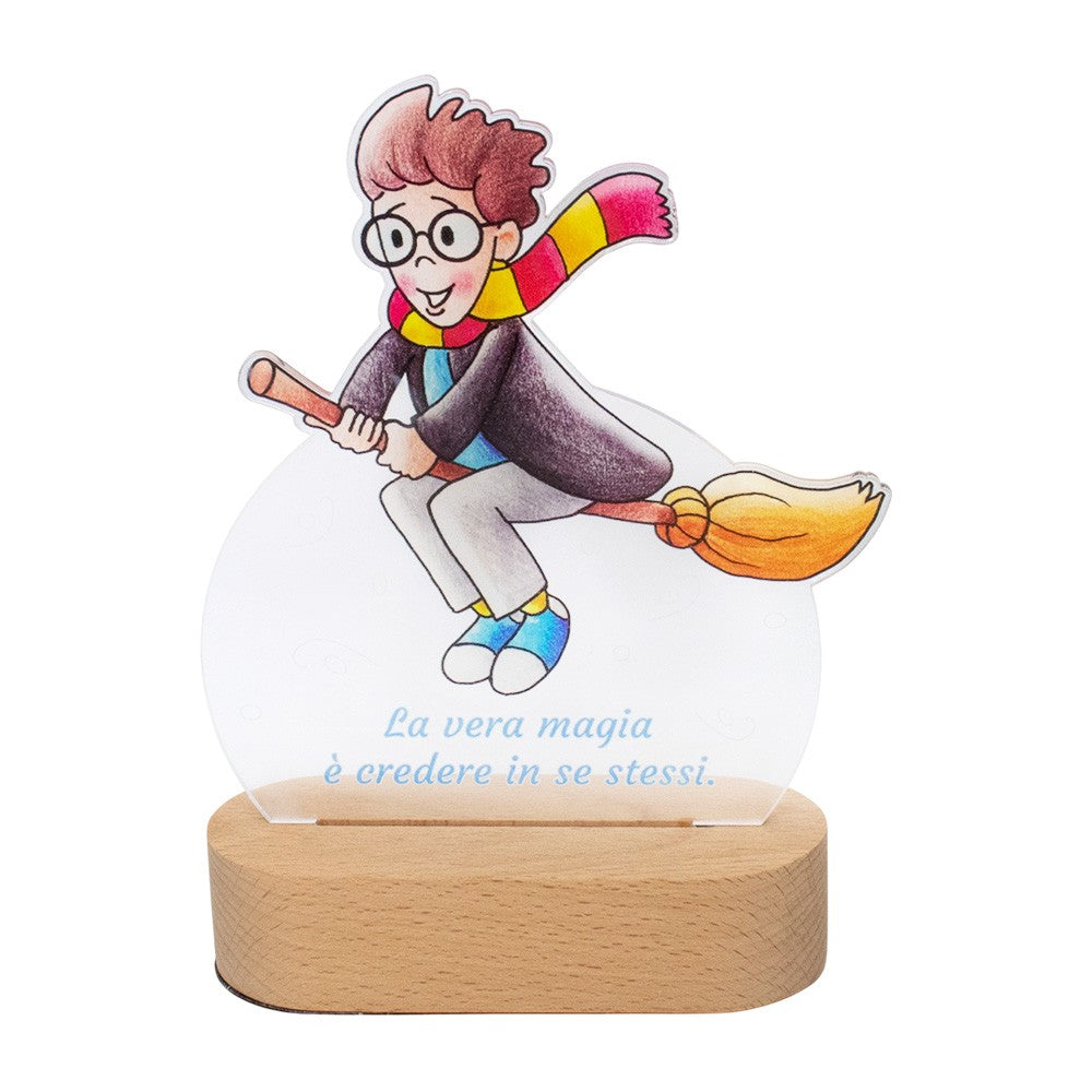 Lampada LED con Sagoma di Harry Potter su Base in Legno - Estego