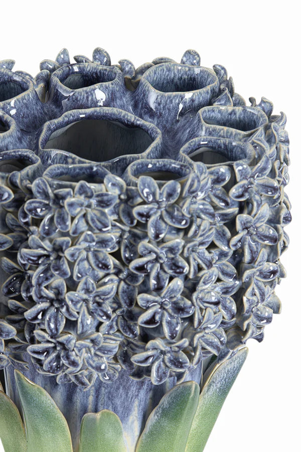 Vaso in Ceramica con Fiorellini 3d 29x30x32.5 cm - Light e Living