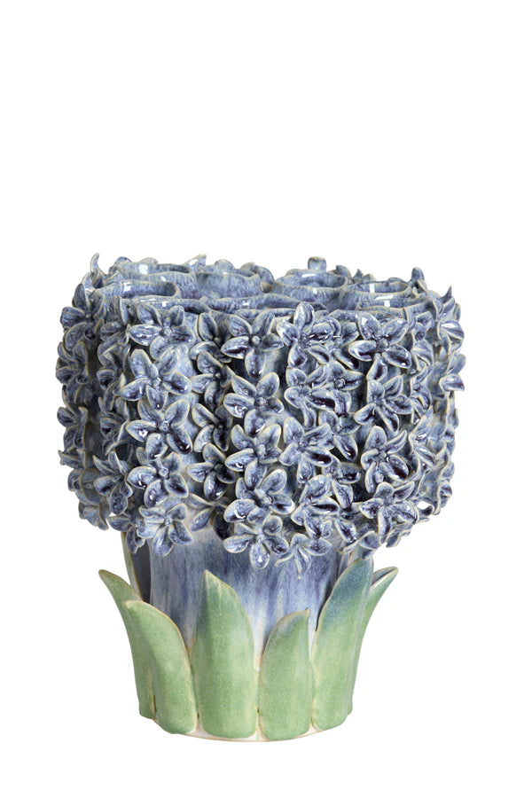 Vaso in Ceramica con Fiorellini 3d 29x30x32.5 cm - Light e Living