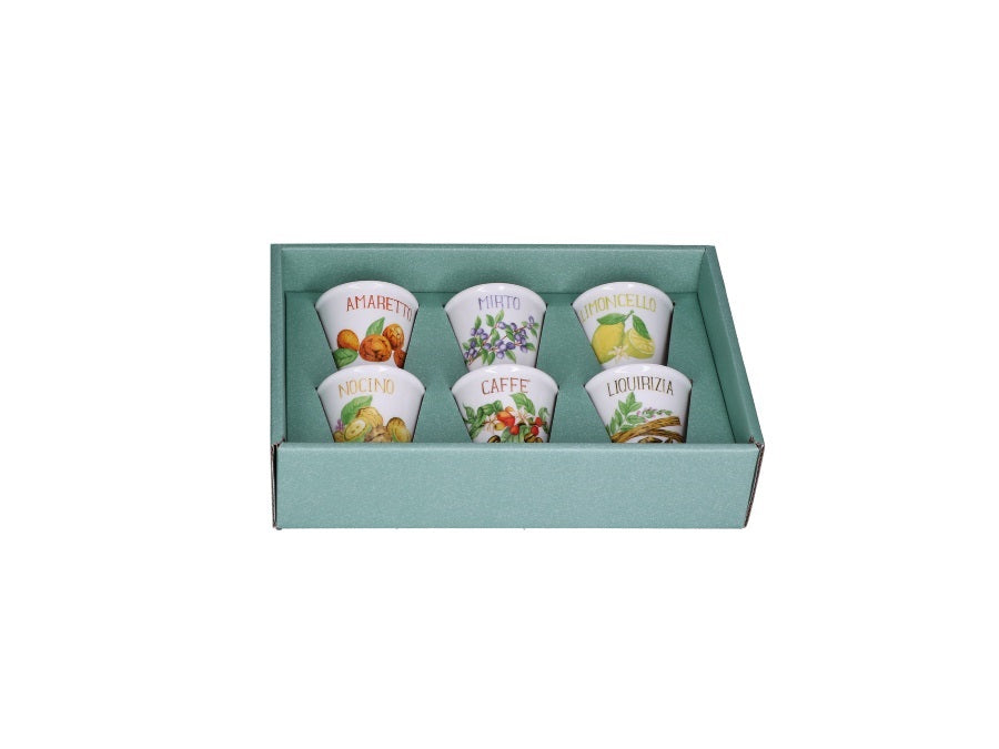 Set 6 Bicchierini da Liquore con Disegni Diversi – La Porcellana Bianca