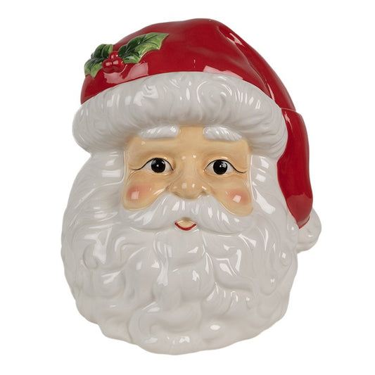 Biscottiera con Volto di Babbo Natale in Ceramica 22 h cm - Clayre & Eef