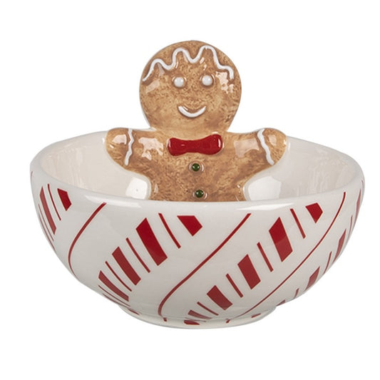 Ciotola Decorativa con Omino di Pan di Zenzero in Ceramica 12x6 cm - Clayre & Eef