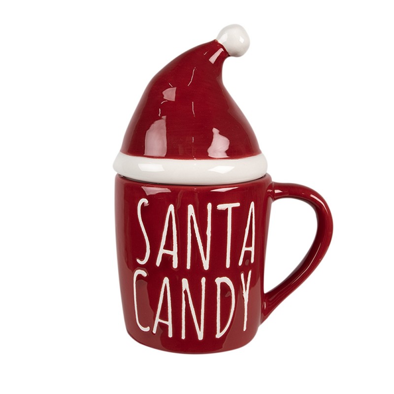 Tazza con Coperchio a Cappello di Babbo Natale in Ceramica 300 ml - Clayre & Eef