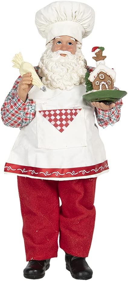 Babbo Natale Pasticcere con Casetta di Pan di Zenzero 28 h cm – Clayre & Eef