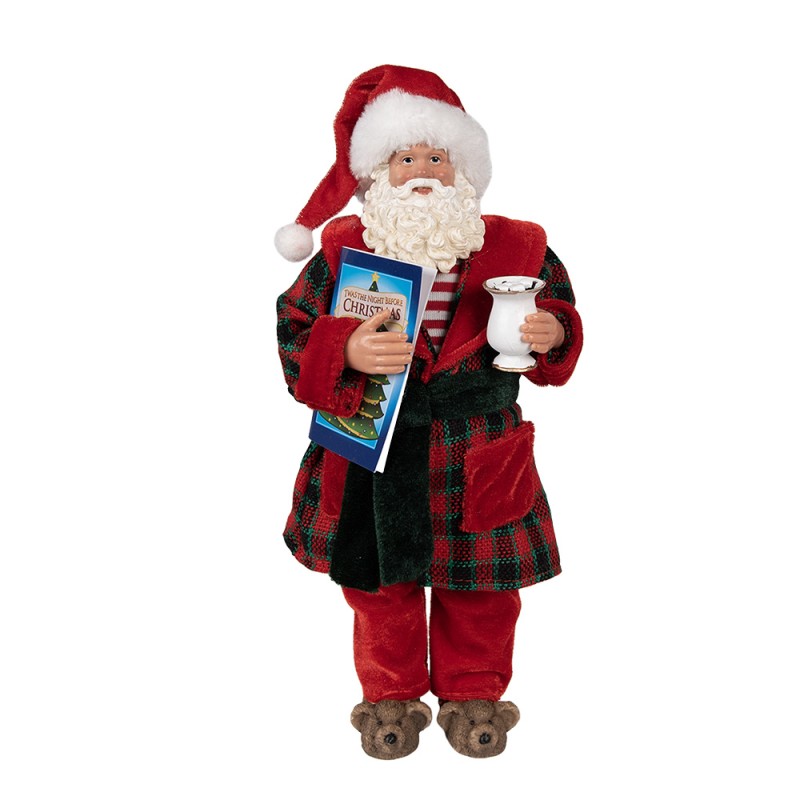 Babbo Natale Giocattolaio con Vestaglia da Notte e Giornale 28 h cm – Clayre & Eef