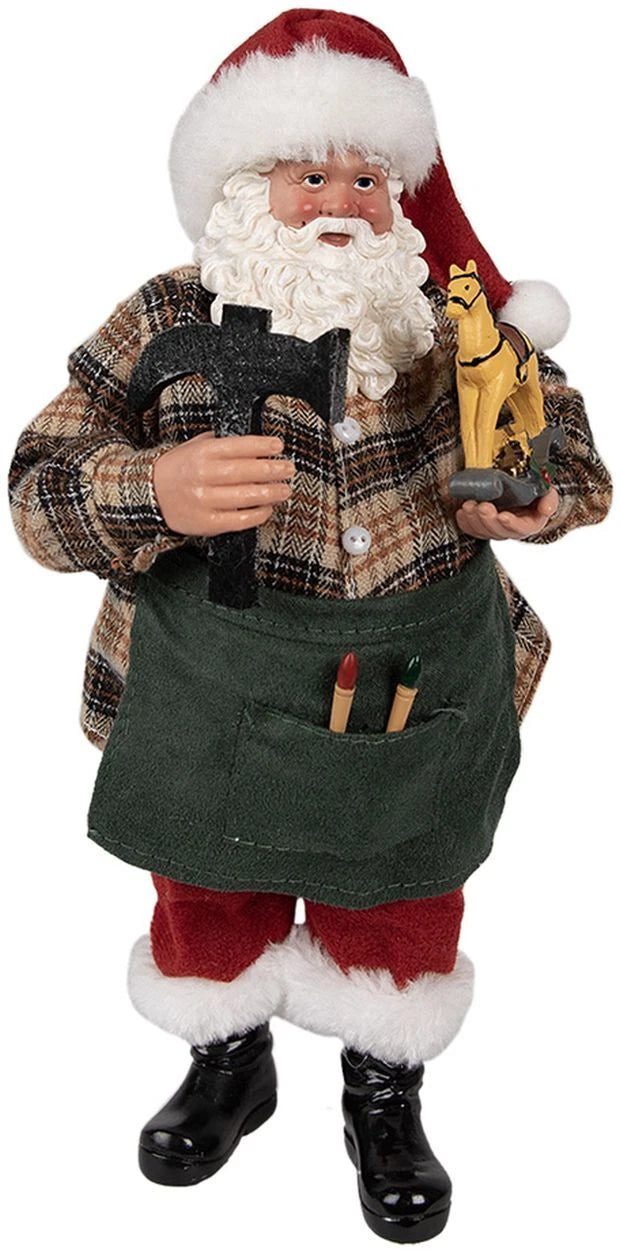 Babbo Natale Giocattolaio con Cavalluccio e Martello 28 h cm – Clayre & Eef