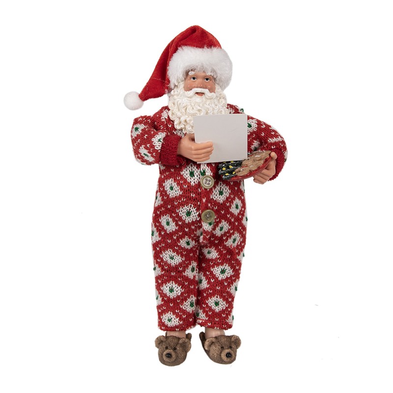 Babbo Natale con Pigiama in Lana e Piatto di Biscottini 28 h cm– Clayre & Eef