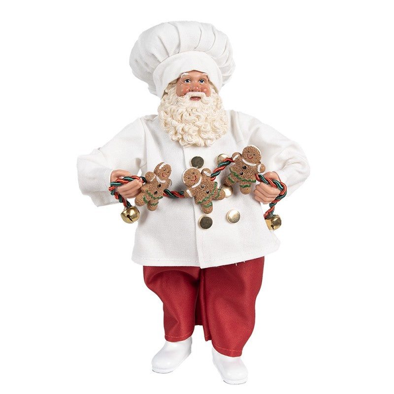 Babbo Natale Pasticciere con Ghirlanda di Biscottini 28 h cm– Clayre & Eef