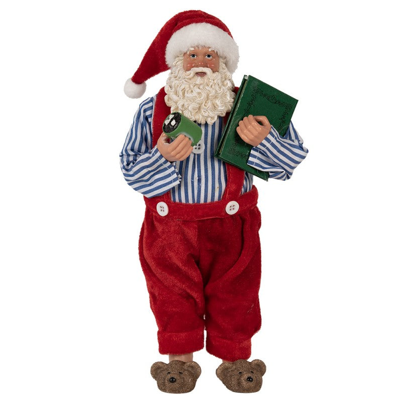 Babbo Natale con Salopette in Ciniglia, e Cioccolata Calda 28 h cm – Clayre & Eef