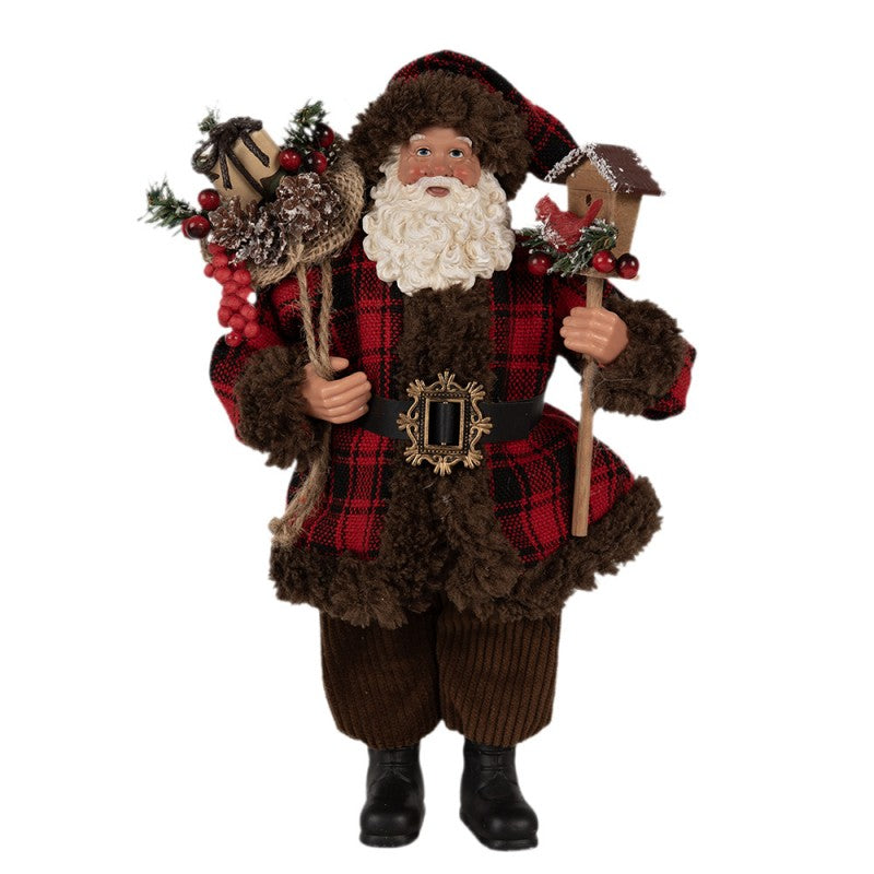Babbo Natale Classico con Casetta e Sacco in Spalla 28 h cm – Clayre & Eef