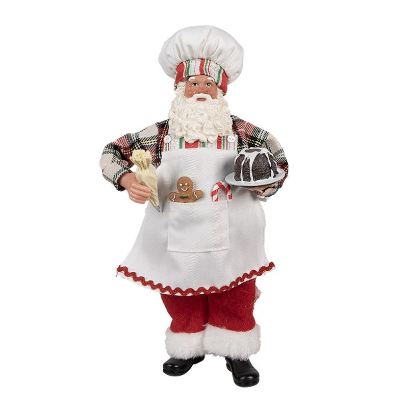 Babbo Natale Chef con Torta e Sac à Poche 28 h cm – Clayre & Eef