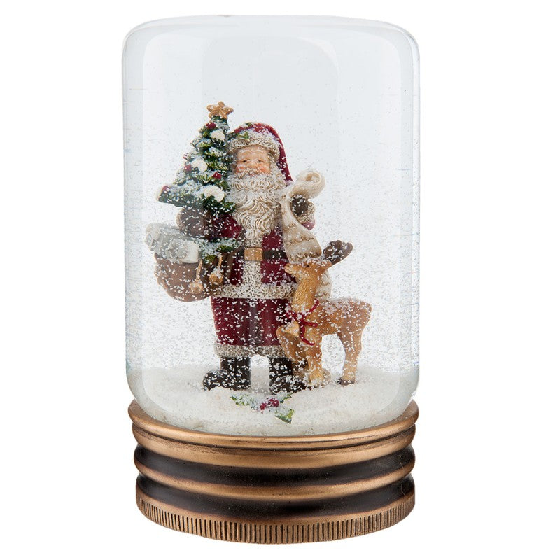 Sfera di Vetro con Neve e Babbo Natale 5X9 cm- Clayre & Eef