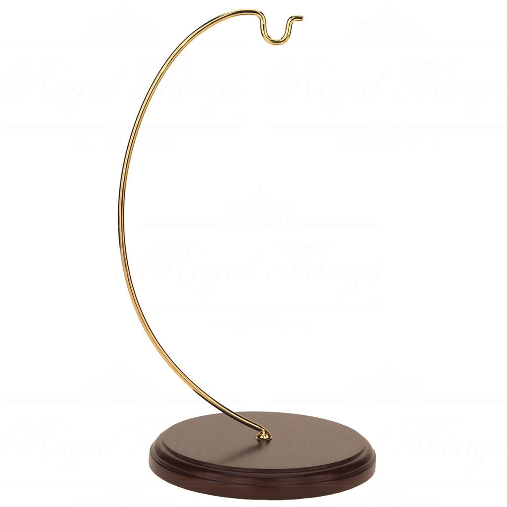 Porta Sfera in Metallo Oro con Base in Legno  33 cm