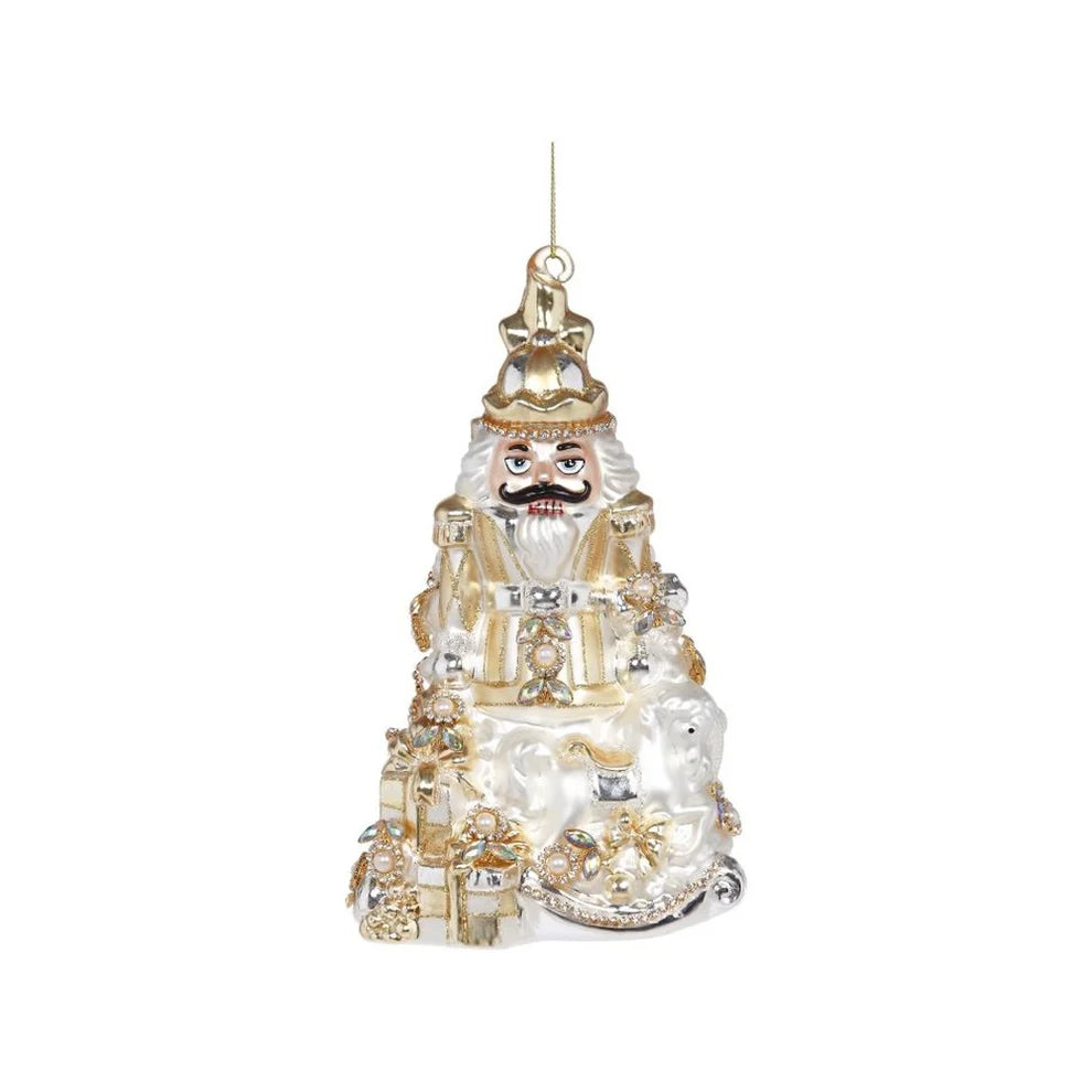 Jeweled Nutcracker Ornament Gold White 19 cm - Mark Roberts