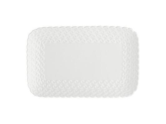 Vassoio Pasticceria 20x13 cm con Decori in Rilievo – La Porcellana Bianca