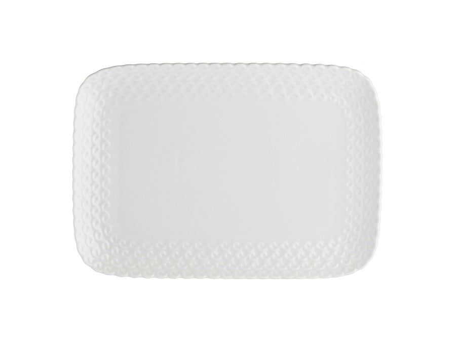 Vassoio Pasticceria 31x22 cm con Decori in Rilievo – La Porcellana Bianca