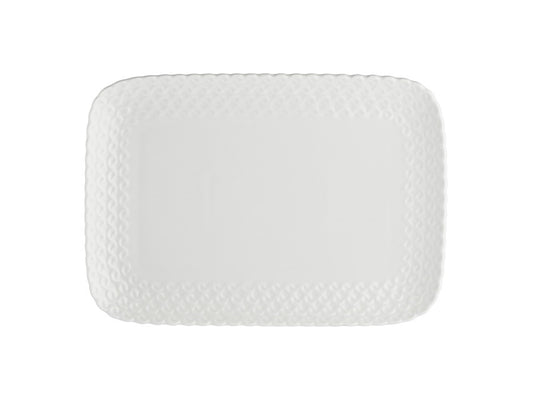 Vassoio Pasticceria 27x19 cm con Decori in Rilievo – La Porcellana Bianca