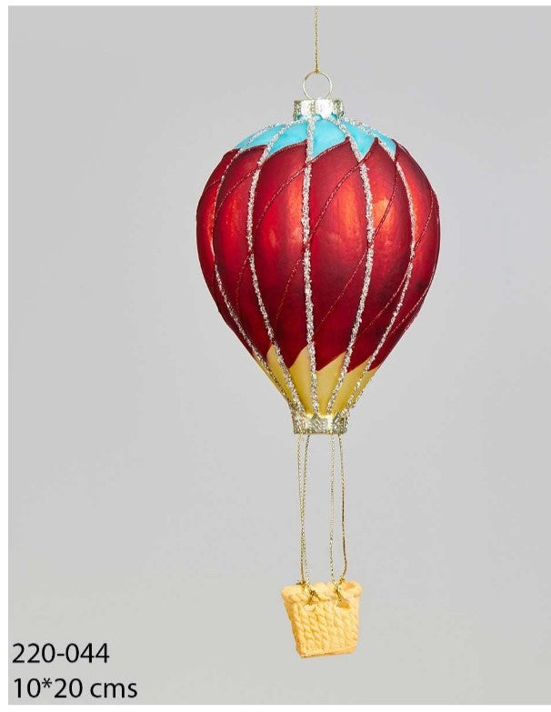 Decorazione Natalizia a Forma di Mongolfiera in Vetro Multicolore
