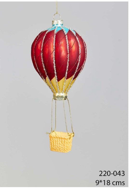 Decorazione Natalizia a Forma di Mongolfiera in Vetro Multicolore