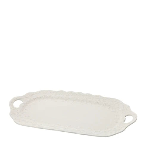 Vassoio Ovale Romance con Manici in Porcellana Bianca 43x25x25 cm - Hervit