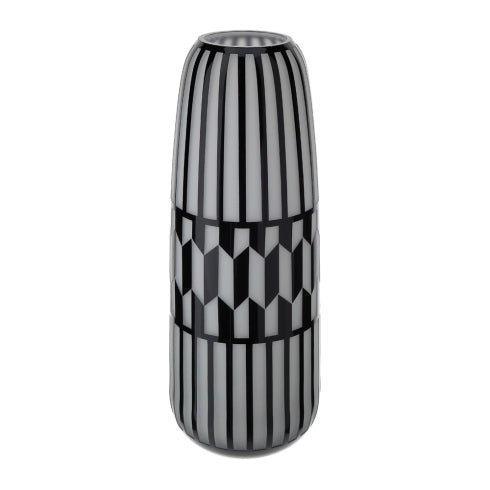 Vaso in Vetro Opaco con Decorazione Nera "Cage" 50 h cm - Hervit