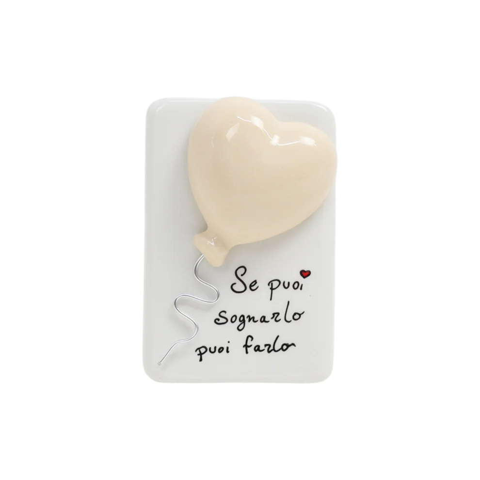Quadretto in ceramica di Capodimonte con palloncino 3D 11.5 cm - Siniscalchi