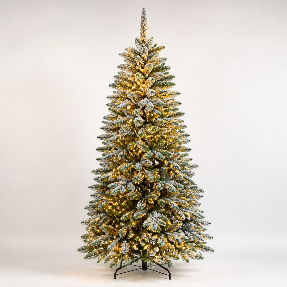 Albero di Natale Parco Floccato 210 h cm con 3200 LED a Luce Calda - Flora