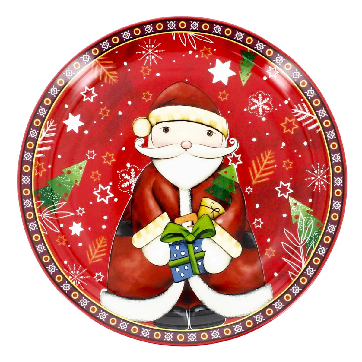 Piatto da Portata con Babbo Natale in Ceramica Smaltata  Ø 31 cm - Egan