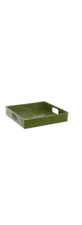 Vassoio Verde In Latta con Manici 26x26  cm - Blanc Mariclò