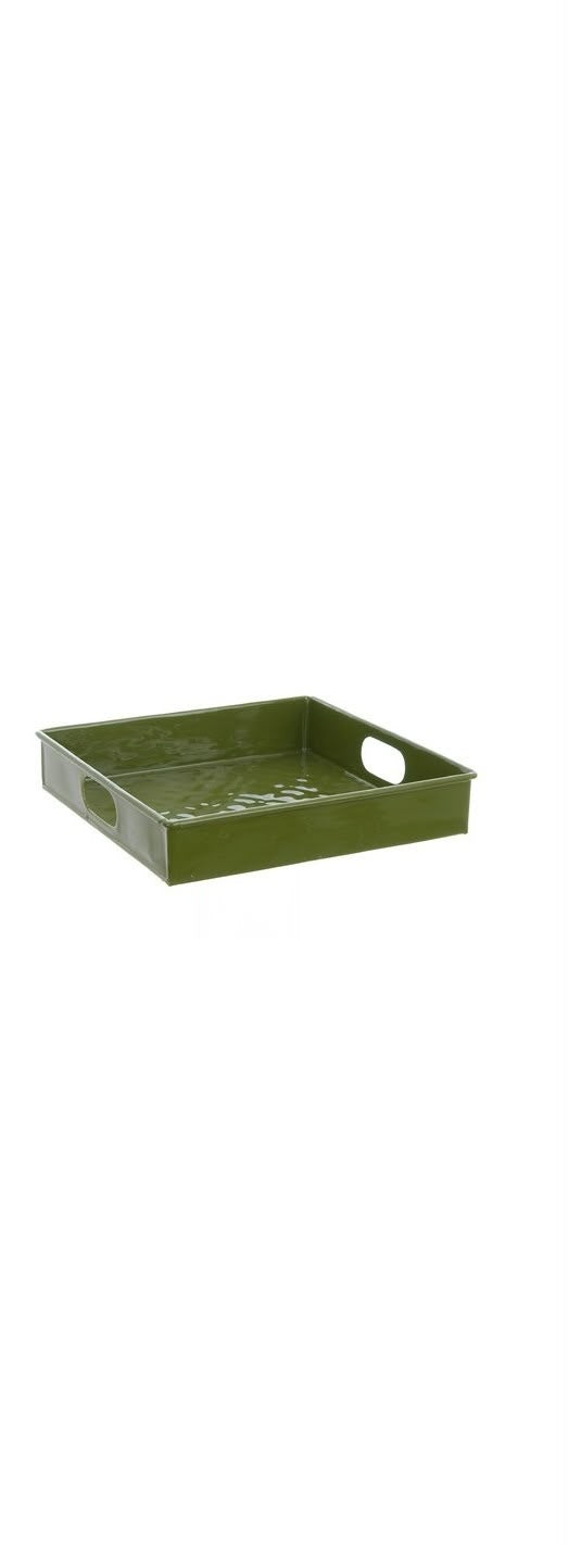 Vassoio Verde In Latta con Manici 26x26  cm - Blanc Mariclò